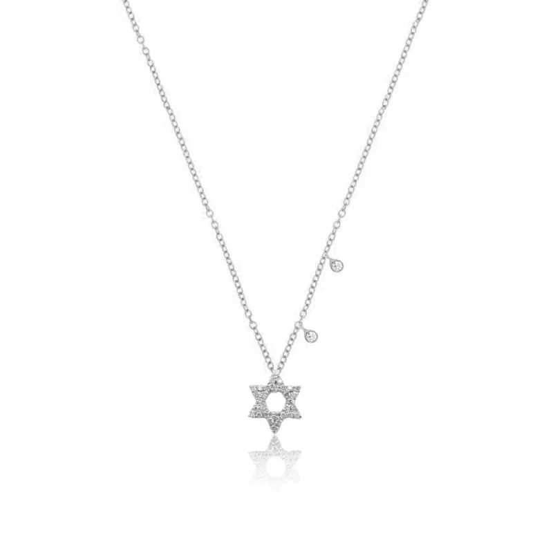 White Gold Dainty Jewish Star Necklace sold by Meira T