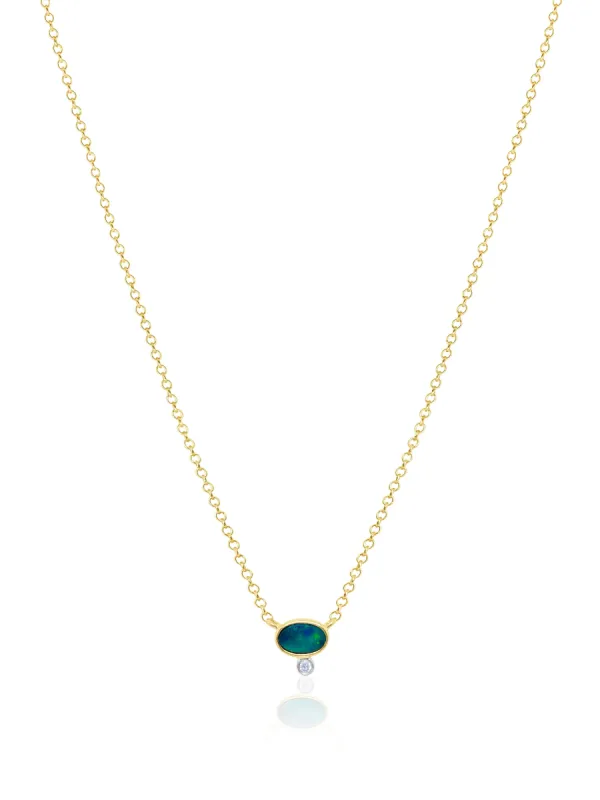 Dainty Opal and Bezel Necklace sold by Meira T