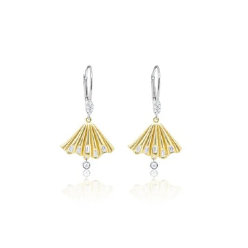 Two Tone Yellow Gold Fan Earrings sold by Meira T