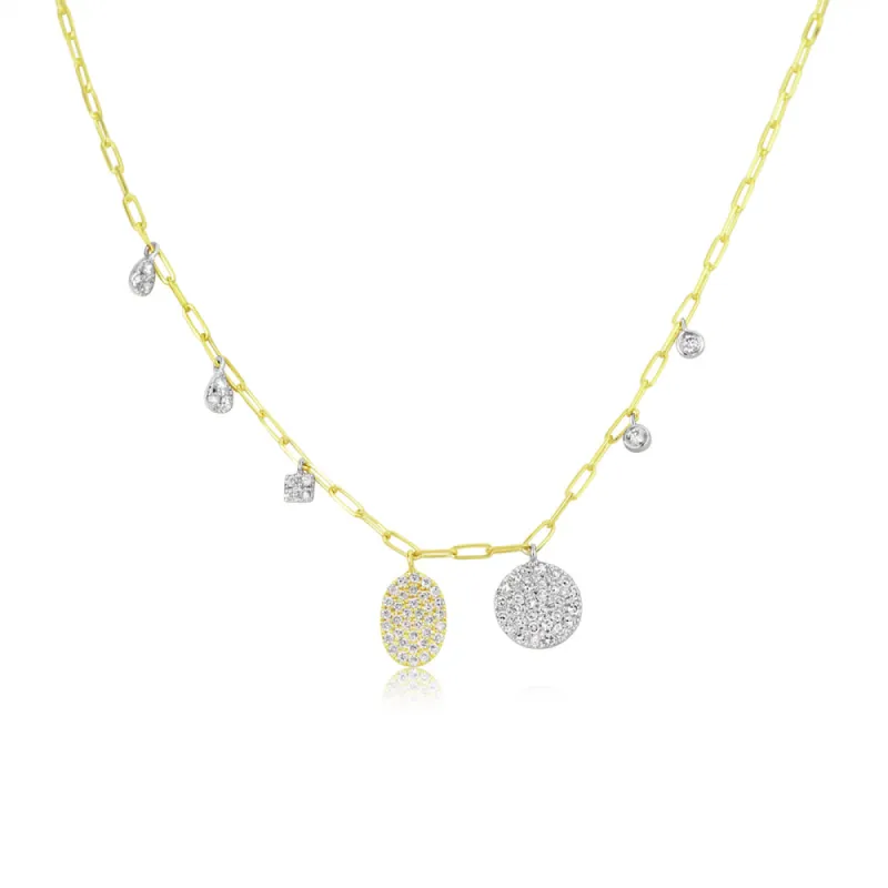 Paperclip Necklace with Diamond Bezels and Diamond Centers sold by Meira T