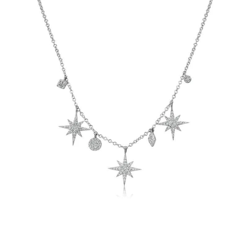 Starburst White Gold Diamond Necklace sold by Meira T