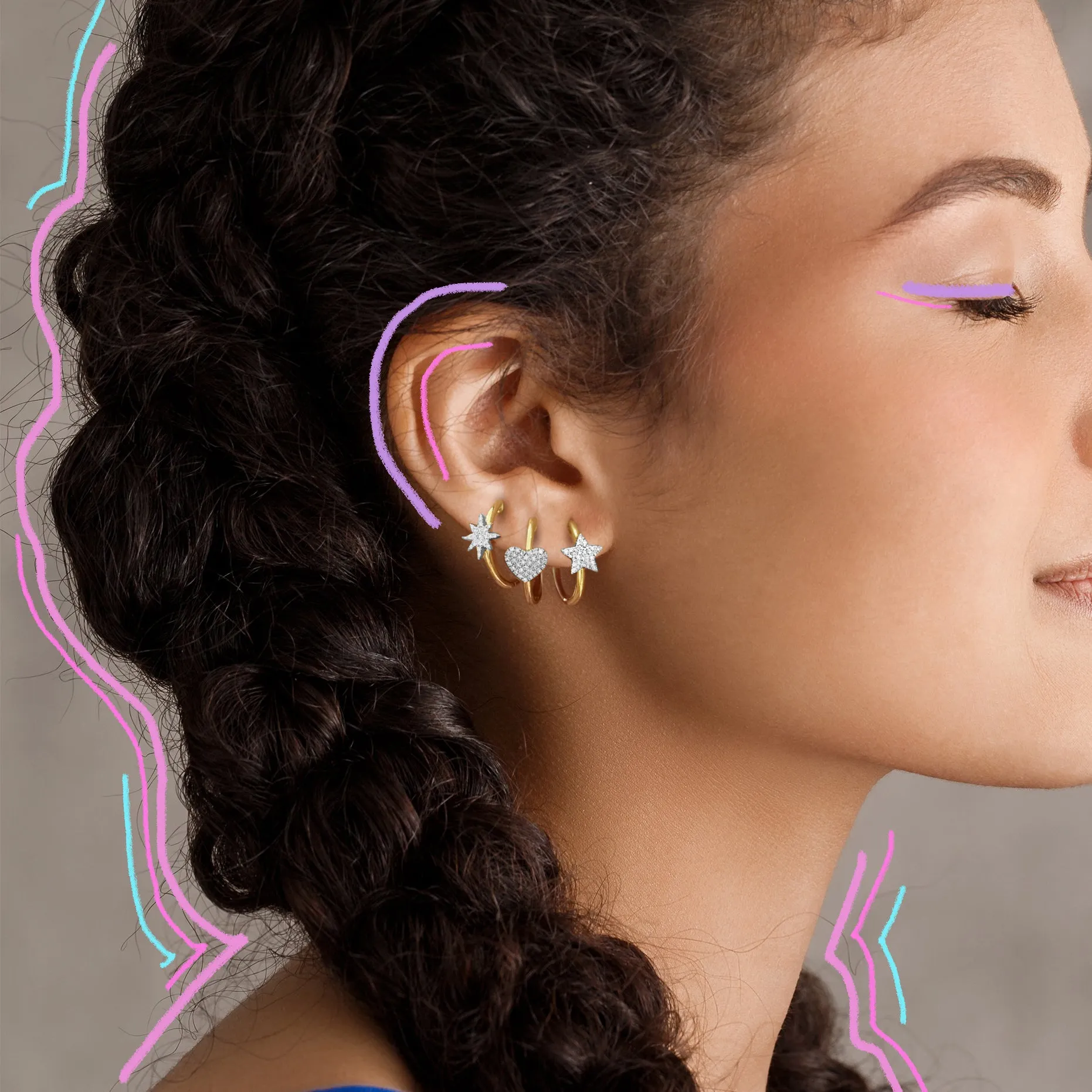 Diamond Star Hoops sold by Meira T product image thumbnail 3