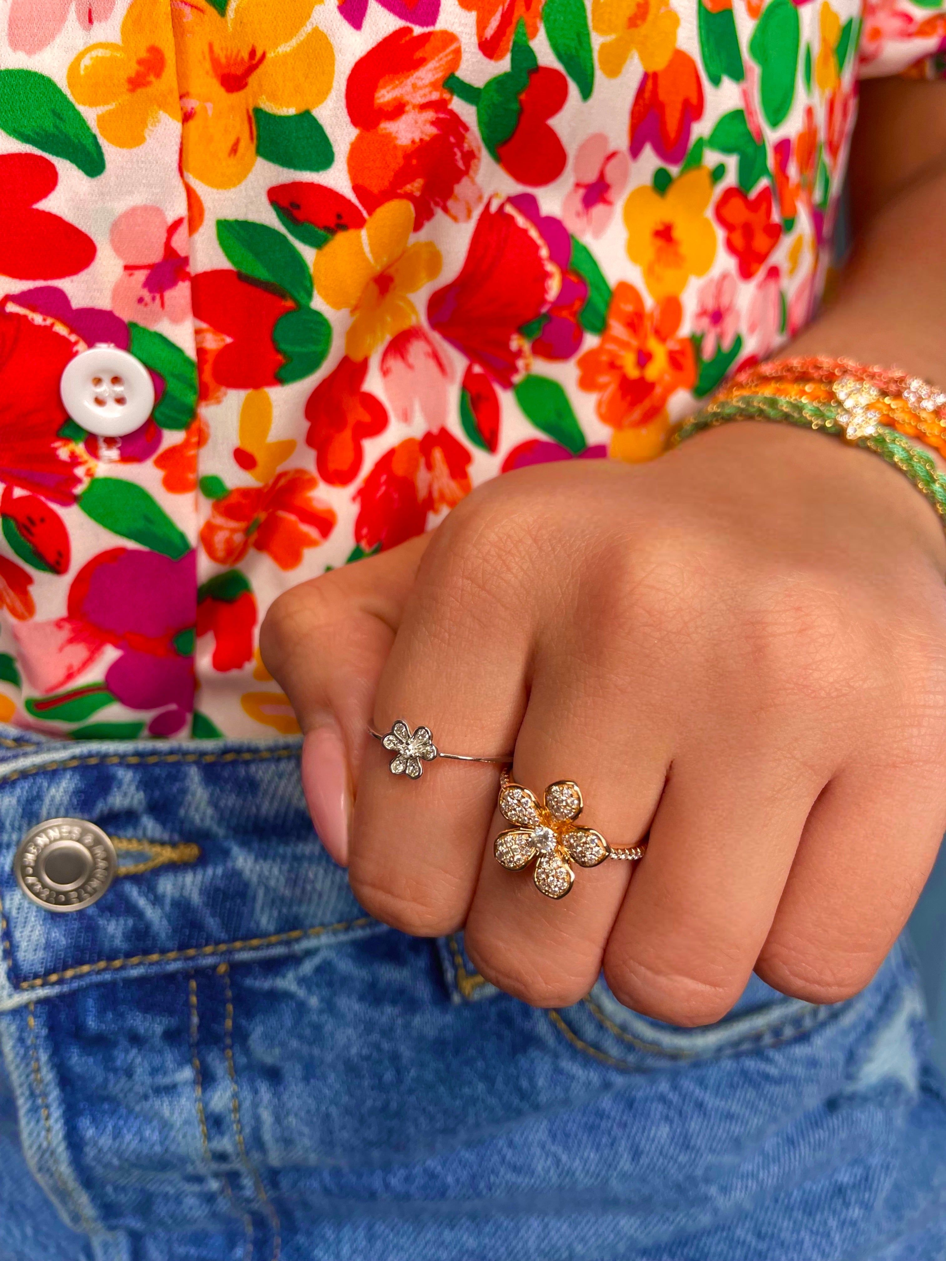 Rose Gold Diamond Flower Ring- Online Exclusive sold by Meira T product image thumbnail 2