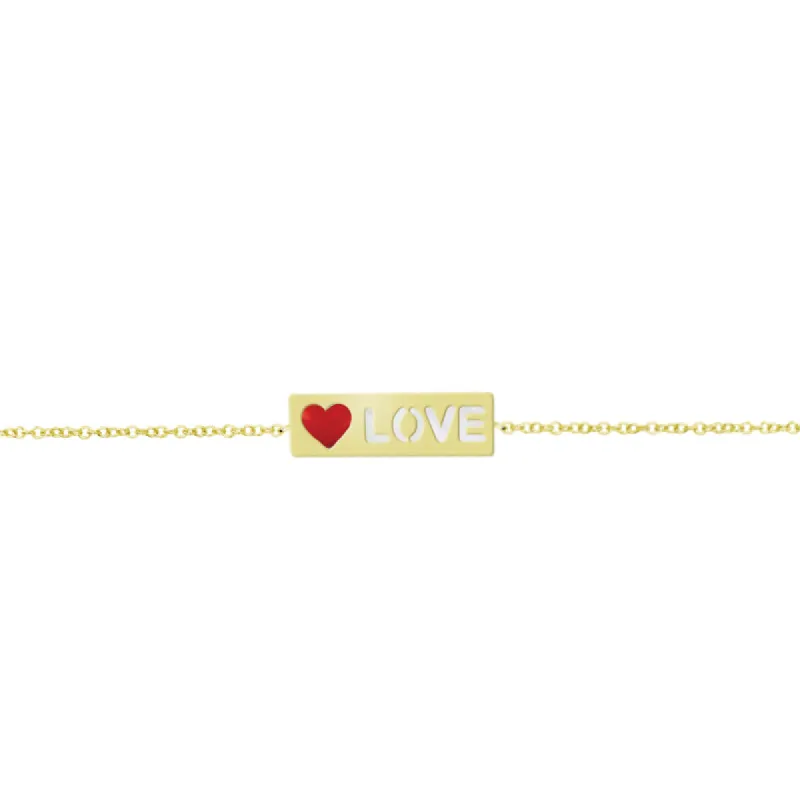 Love Plate Bracelet with Enamel and Mother of Pearl Accent sold by Meira T