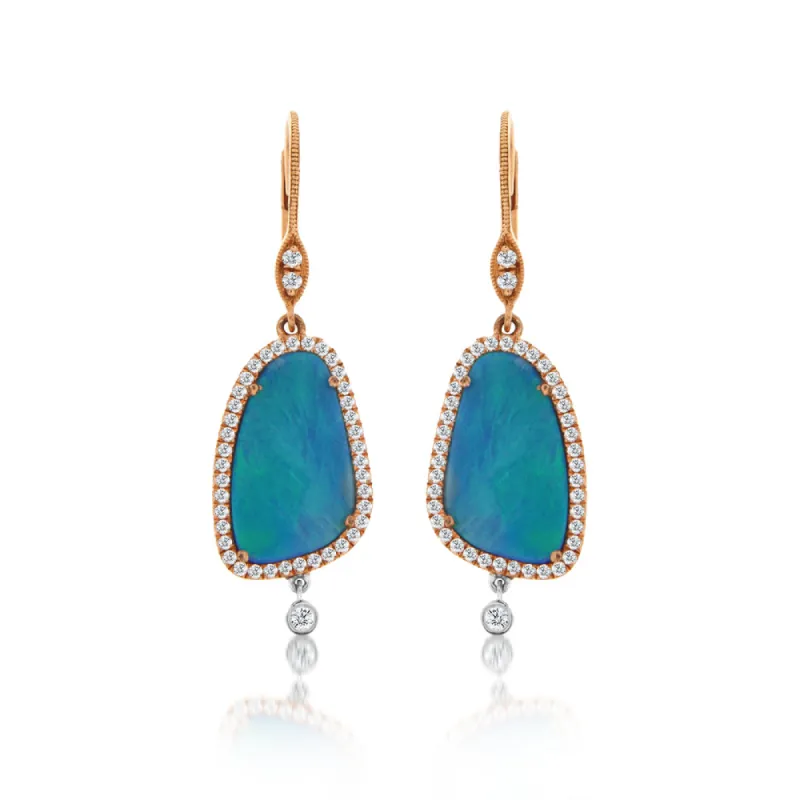Organic Opal Halo Earring made by Meira T