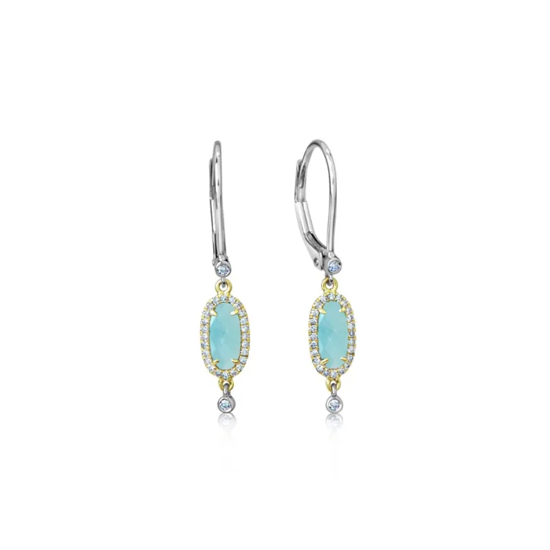 Dainty Milky Aqua Drop Earrings sold by Meira T