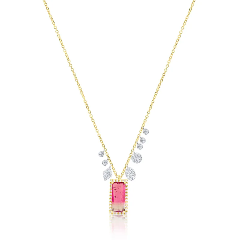 Yellow Gold and Diamond Watermelon Tourmaline Necklace sold by Meira T