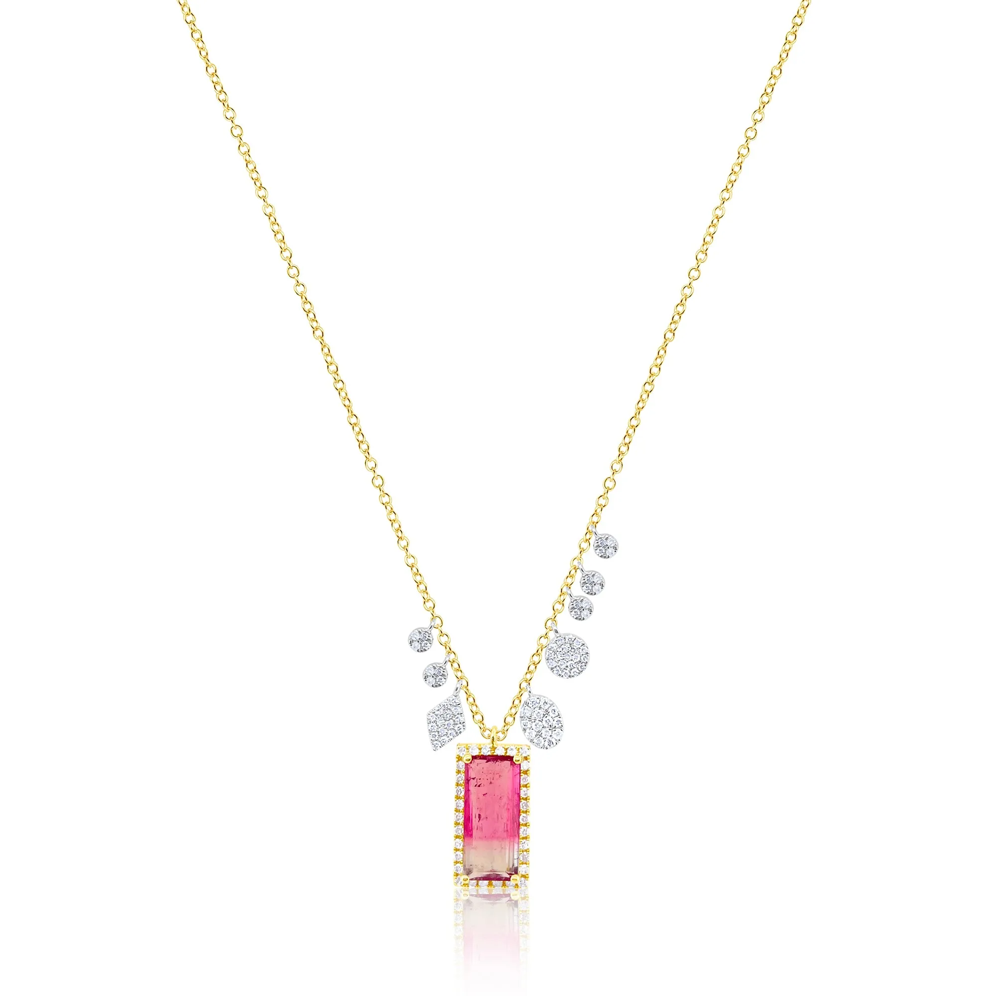 Yellow Gold and Diamond Watermelon Tourmaline Necklace sold by Meira T