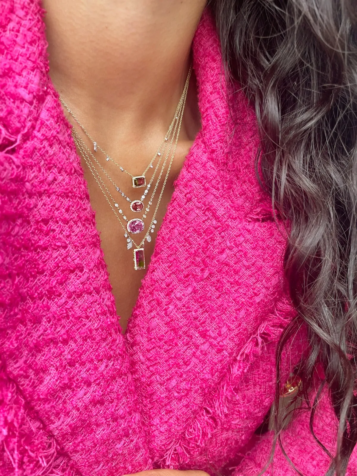 Yellow Gold and Diamond Watermelon Tourmaline Necklace sold by Meira T product image thumbnail 2