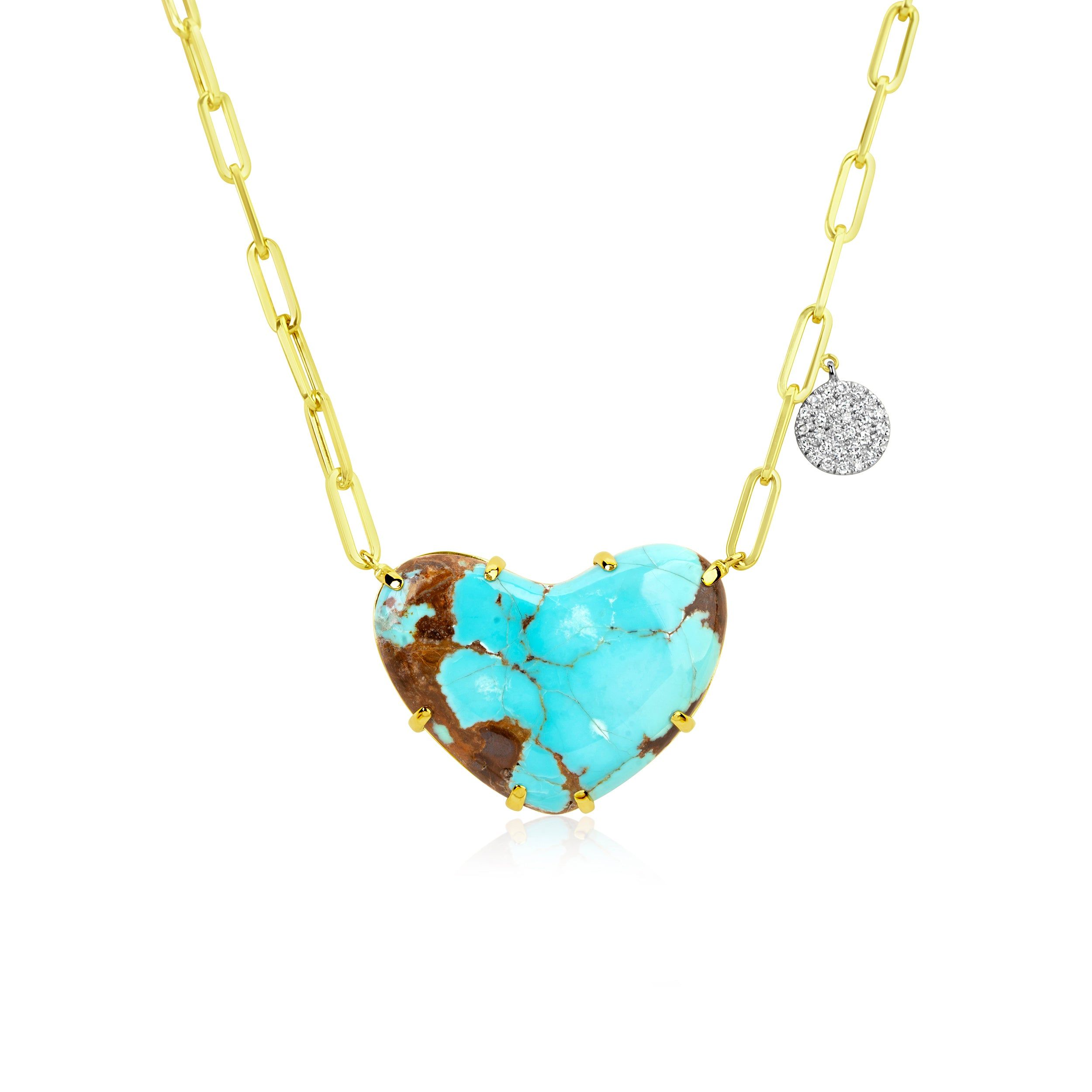 Paperclip Turquoise Heart and Diamond Necklace sold by Meira T