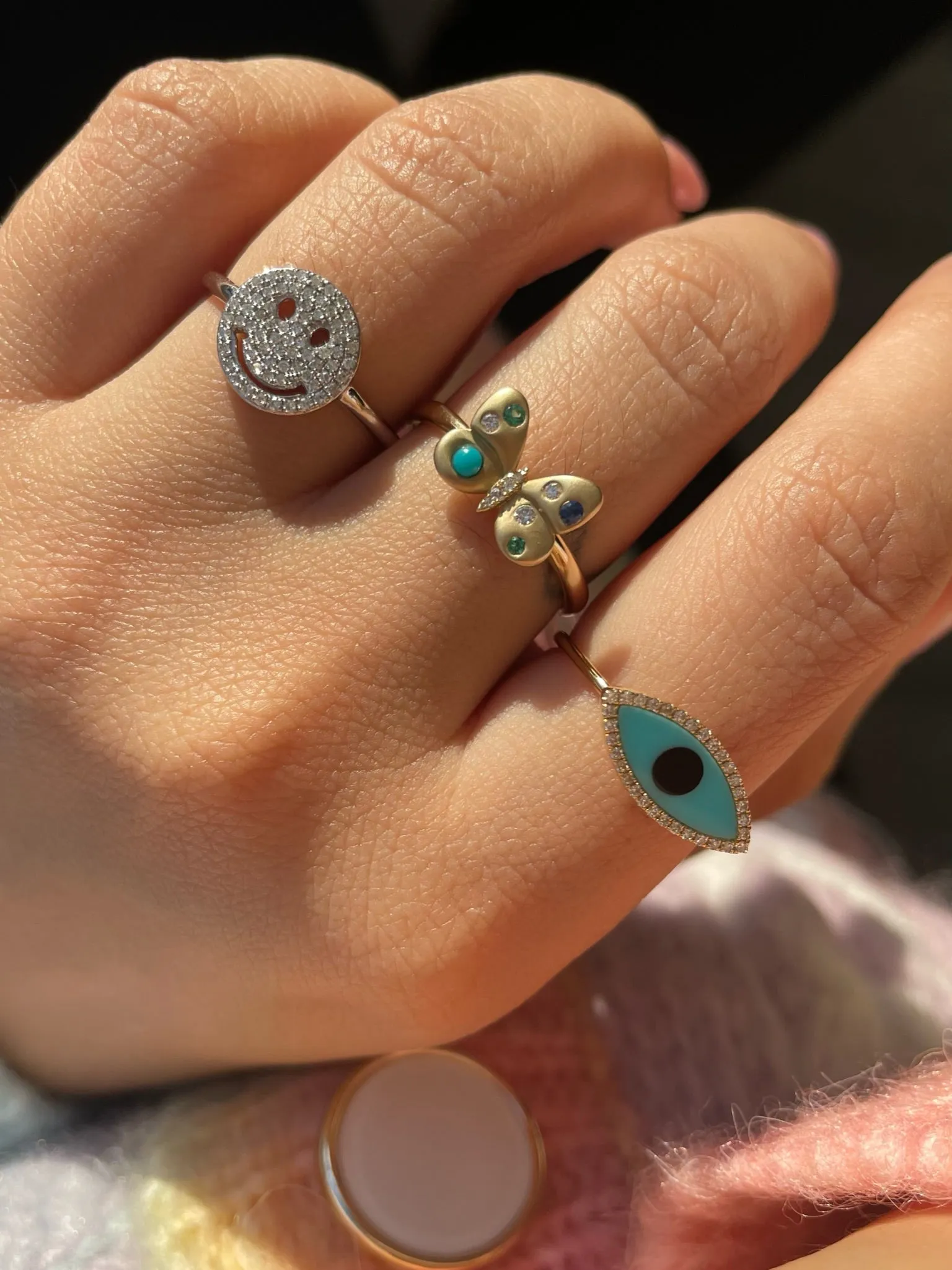 Yellow Gold Turquoise and Diamond Evil Eye Ring sold by Meira T product image thumbnail 3