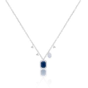 White Gold Blue Sapphire Diamond Necklace sold by Meira T