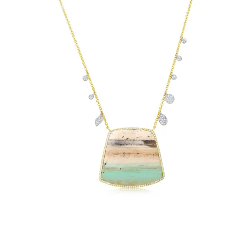 Opalized Wood and Diamond Necklace - One of A Kind sold by Meira T