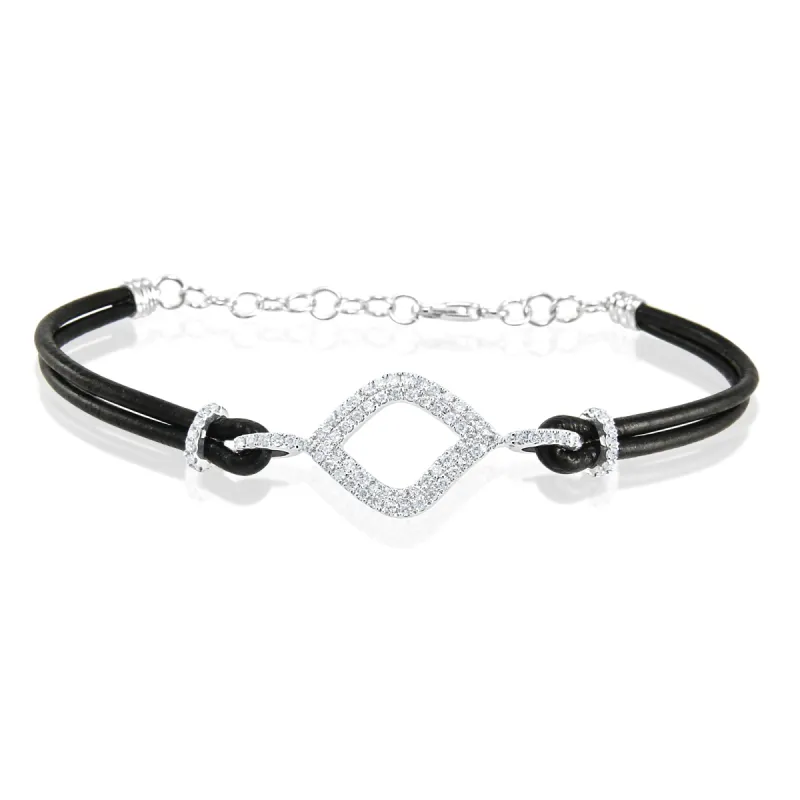 White Gold and Black Cord Diamond Bracelet sold by Meira T
