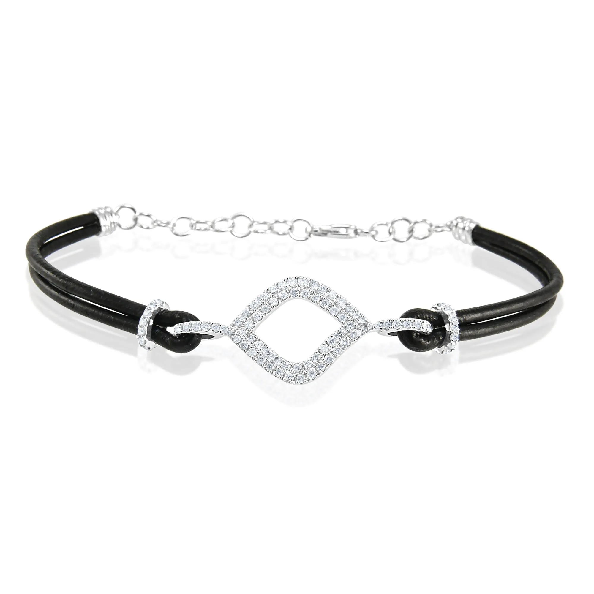 White Gold and Black Cord Diamond Bracelet sold by Meira T