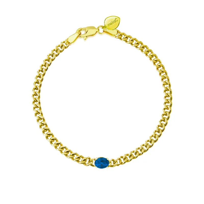 Blue Sapphire Cuban Link Bracelet | September Birthstone sold by Meira T