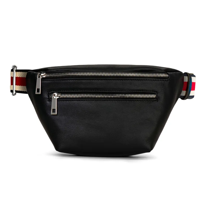 All New Black Leather Double Zipper Belt Bag Fanny Pack sold by Meira T