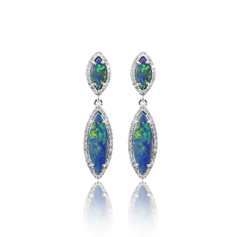 Opal Diamond Marquise Earrings sold by Meira T