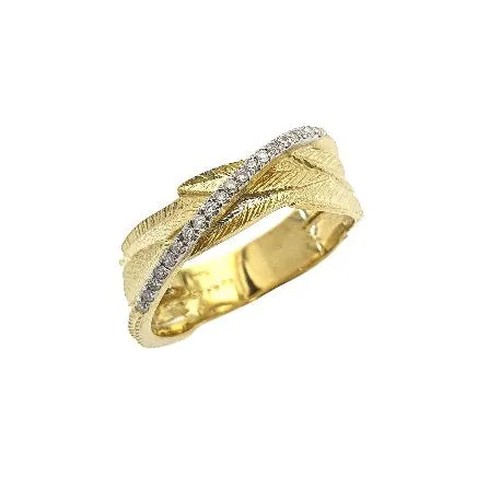 14kt Yellow Gold Leaf Ring with Diamonds sold by Meira T