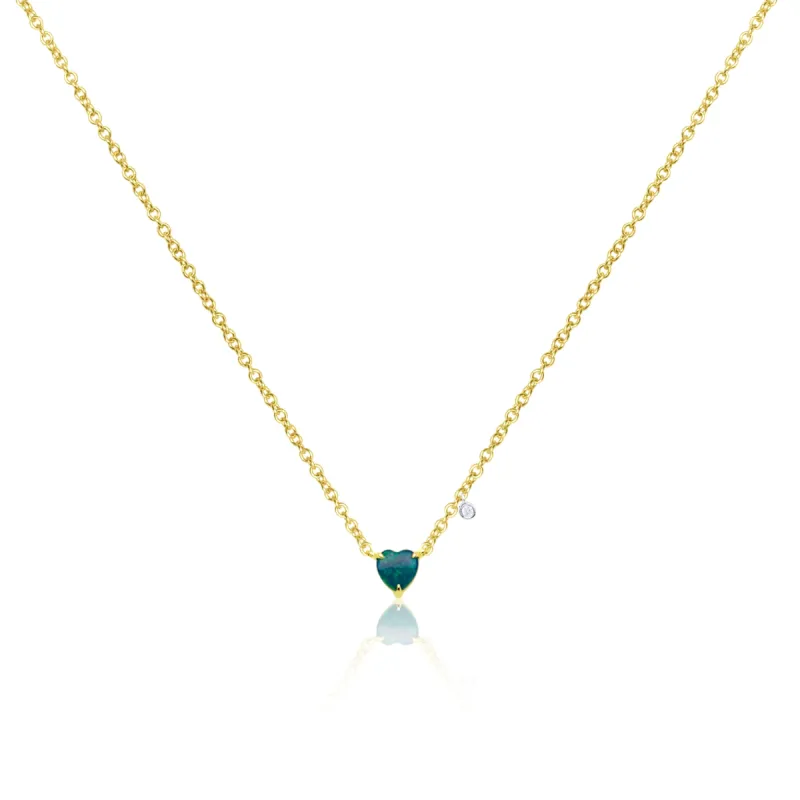 Yellow Gold Mini Opal Heart Necklace sold by Meira T