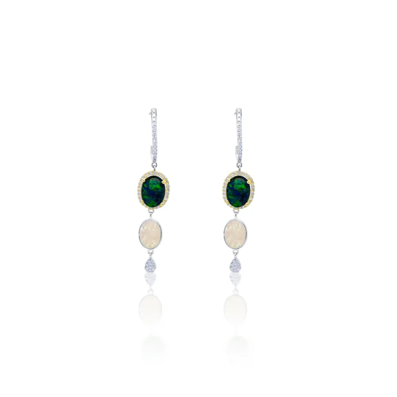 Opal and White Opal Drop Earrings sold by Meira T