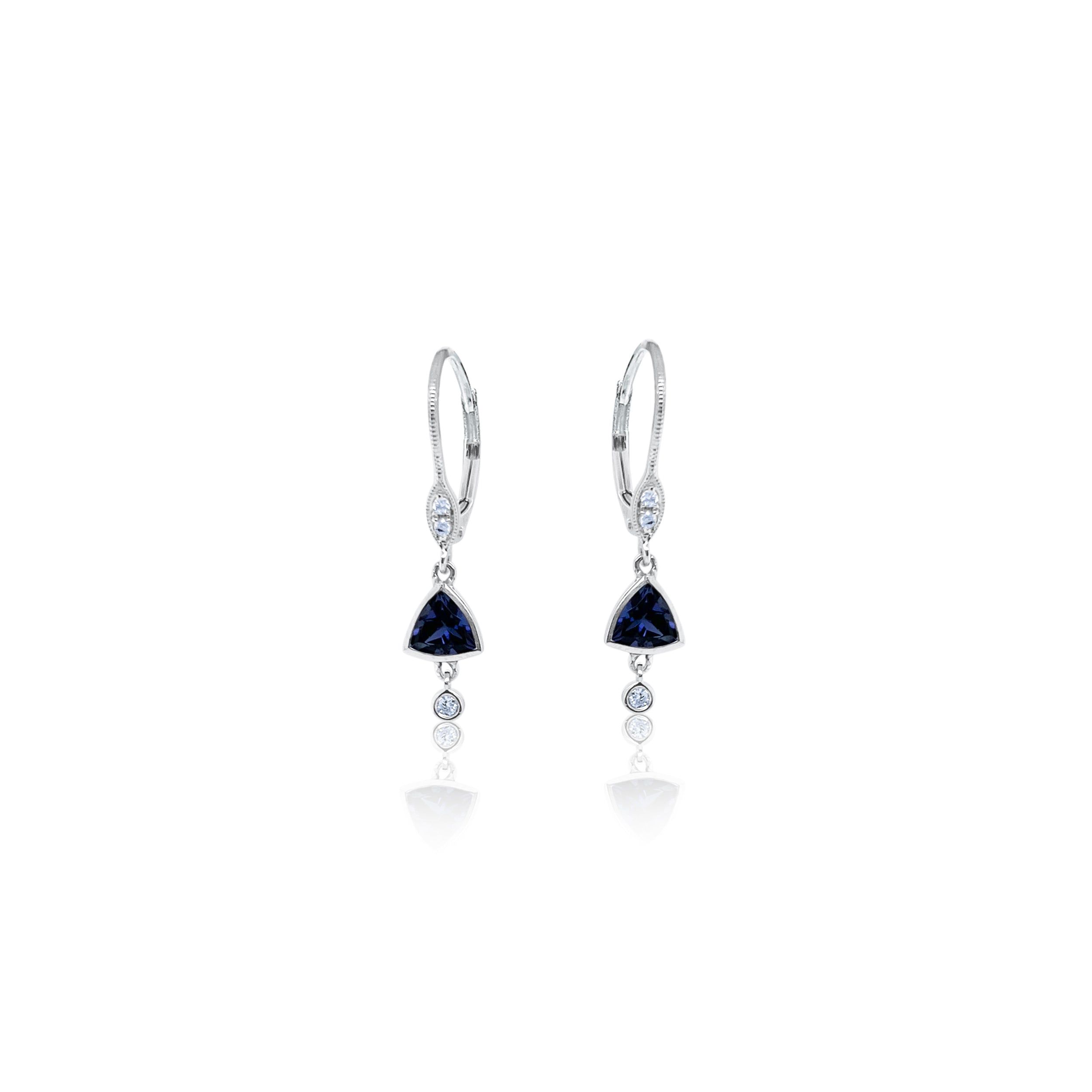 Blue Sapphire Marquis Shape Diamond Earrings ONE OF A KIND sold by Meira T