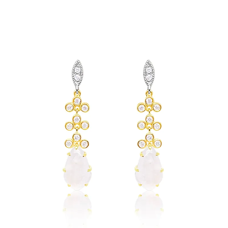 Yellow Gold Moonstone and Diamond Earrings sold by Meira T