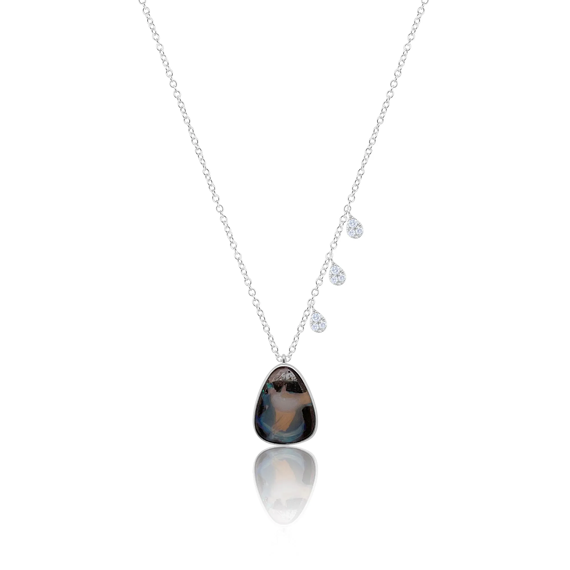 White Gold Boulder Opal Diamond Necklace sold by Meira T