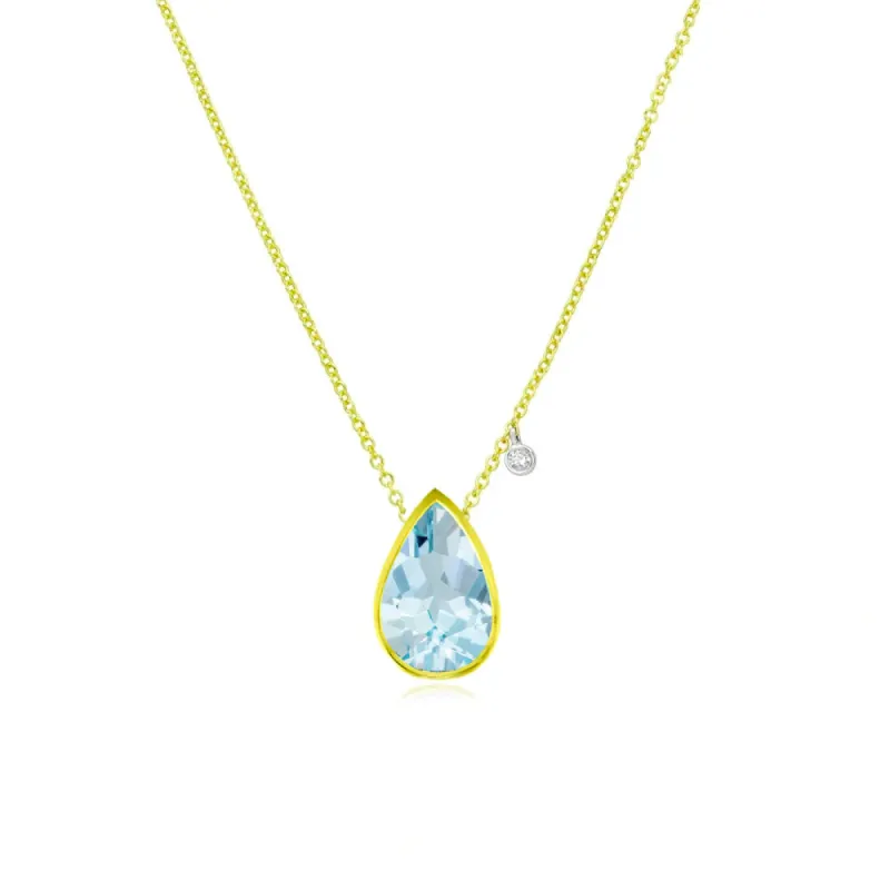 March Birthstone | Aquamarine Pear Necklace made by Meira T