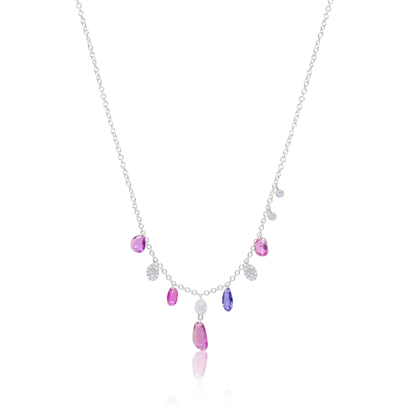 White Gold Sapphire Diamond Necklace sold by Meira T