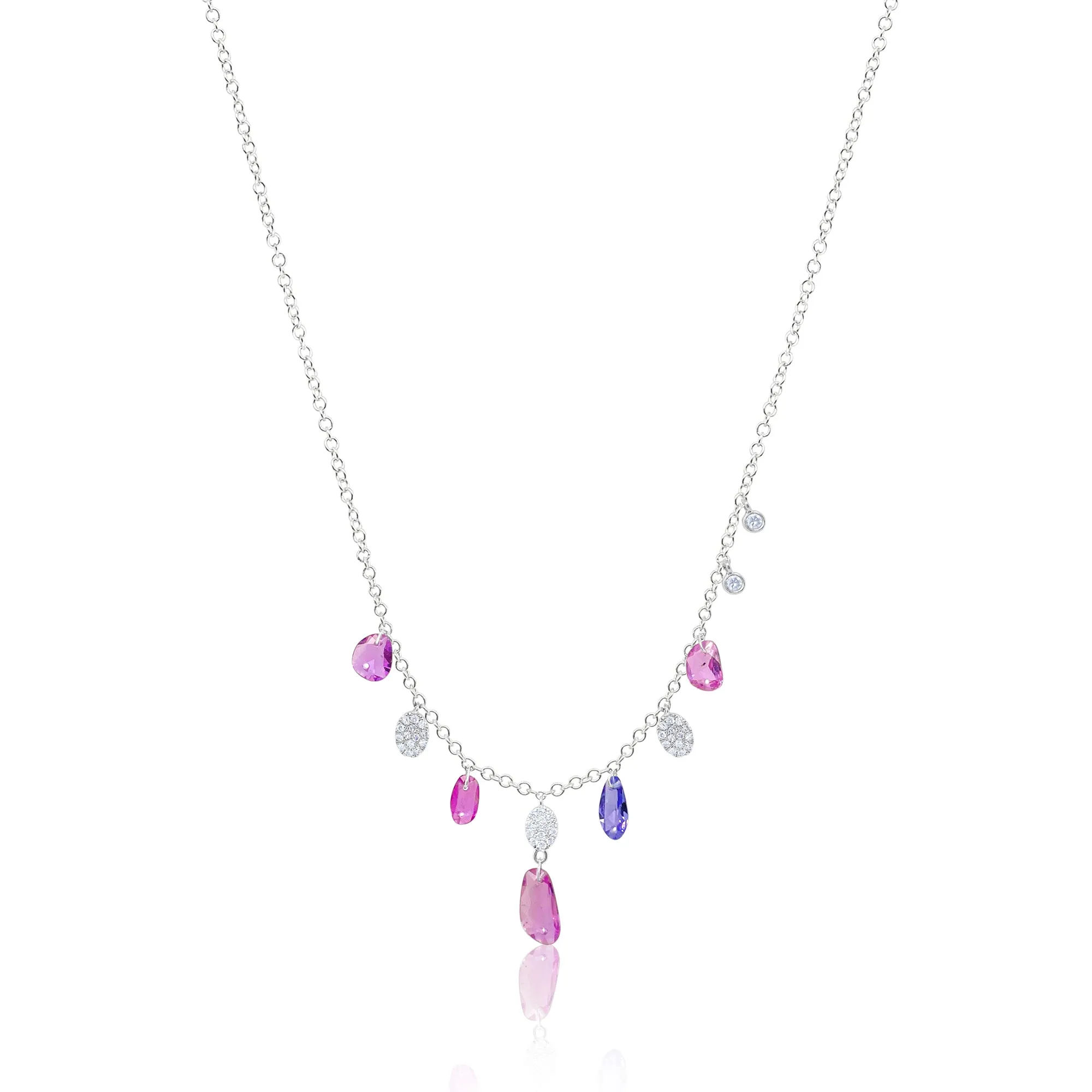 White Gold Sapphire Diamond Necklace sold by Meira T