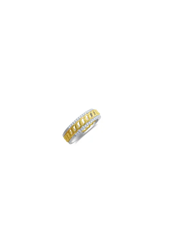 Yellow Gold Braid and Diamond Border Ring sold by Meira T