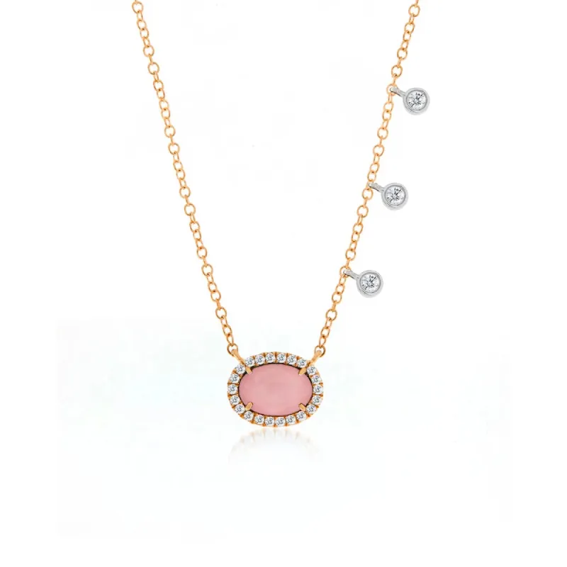 Meira T Opal and Diamond Bezel Necklace sold by Meira T