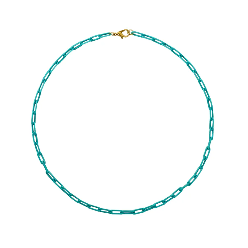 Turquoise Paperclip Chain Necklace sold by Meira T