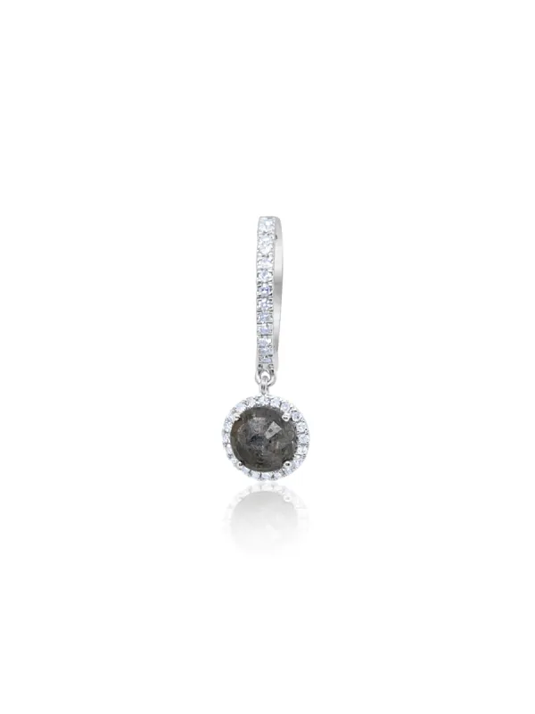 White Gold Rough Diamond Hoop Earring Half Pair sold by Meira T