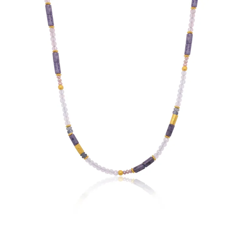Tanzanite and Blue Topaz and Gold Plated Bead Necklace sold by Meira T