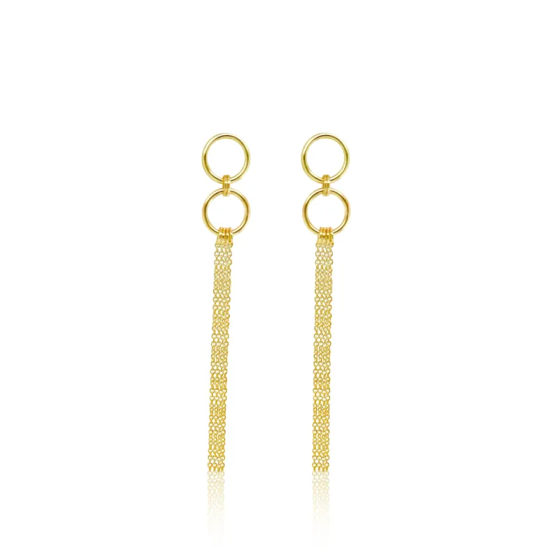 Yellow Gold Hoop and Fringe Earrings sold by Meira T