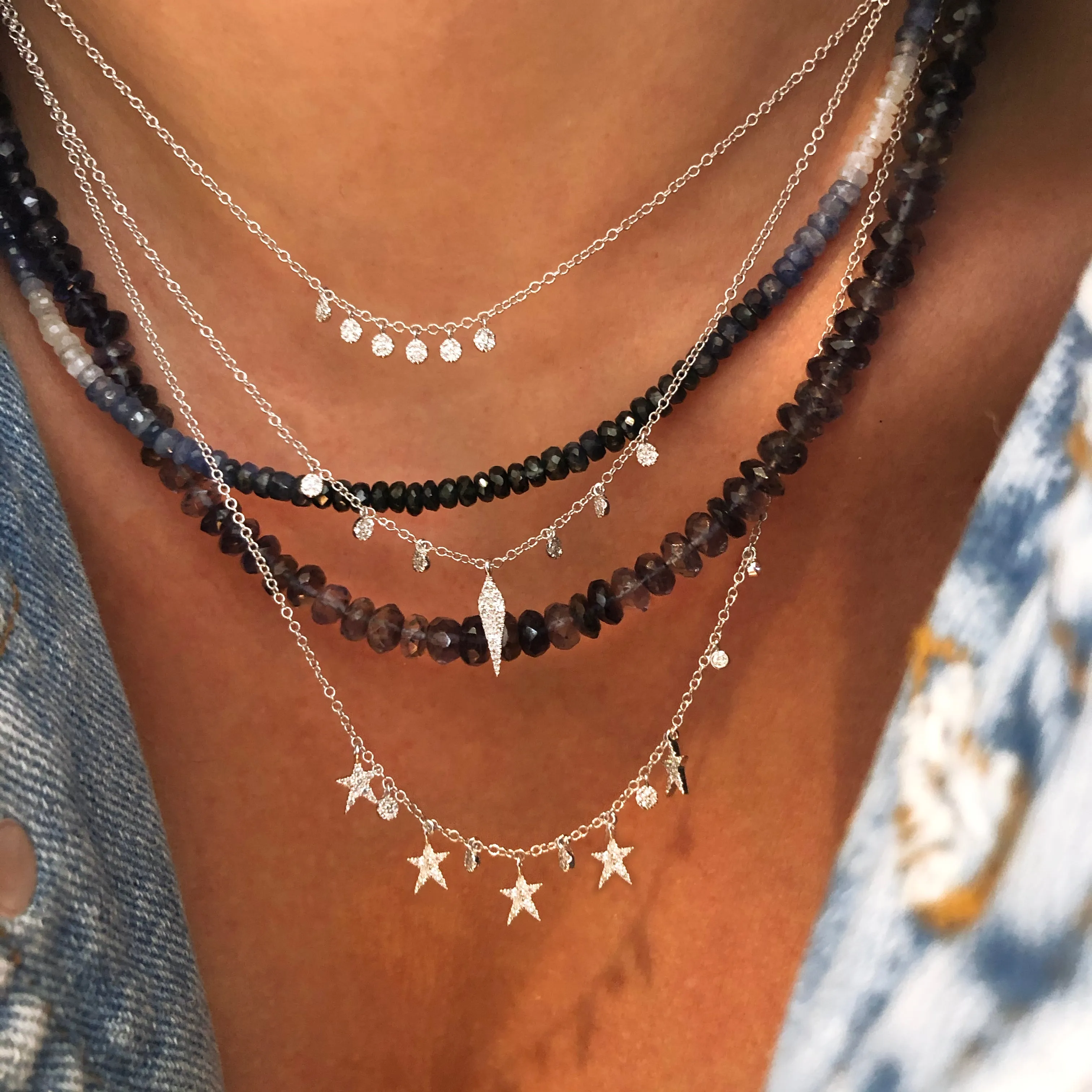 Blue Ombre Sapphire Beaded Necklace sold by Meira T product image thumbnail 3