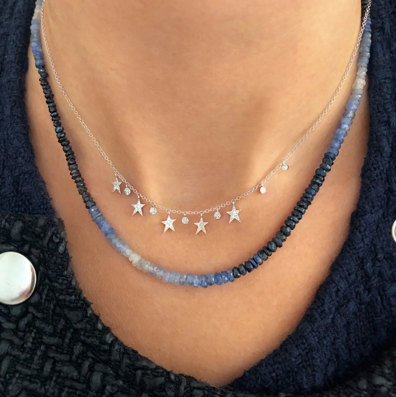 Blue Ombre Sapphire Beaded Necklace sold by Meira T product image thumbnail 2