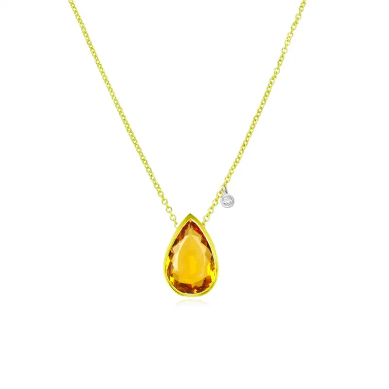 November Birthstone | Citrine Pear Necklace sold by Meira T