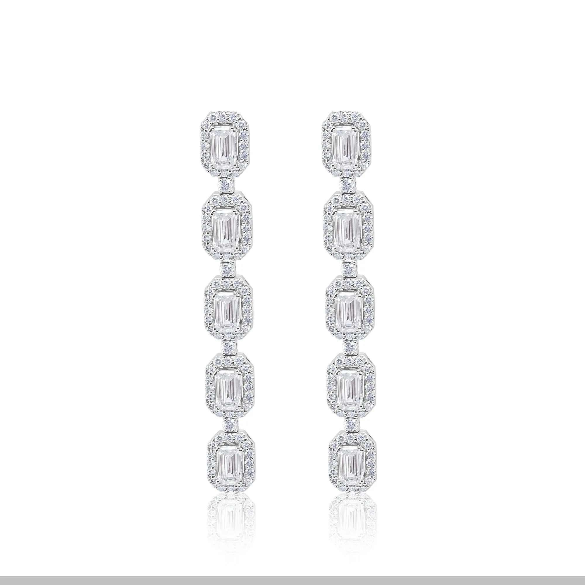 4.7 Carat LAB Grown Diamond Emerald Cut Drop Earrings sold by Meira T