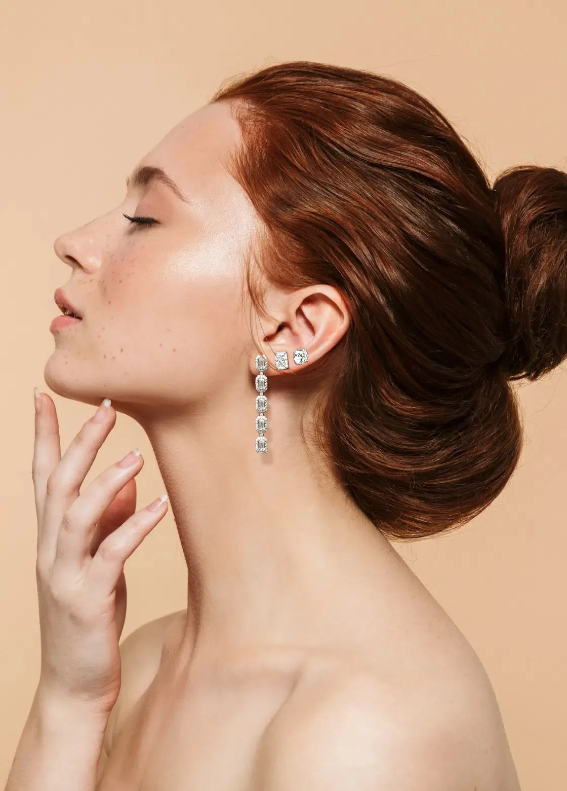 4.7 Carat LAB Grown Diamond Emerald Cut Drop Earrings sold by Meira T product image thumbnail 2