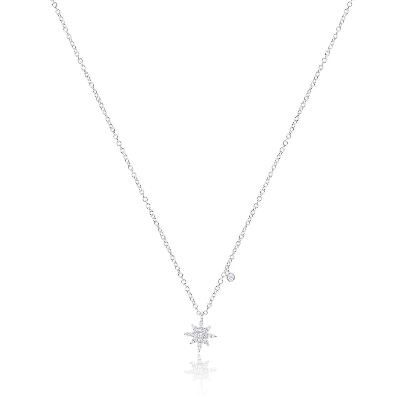 Dainty Diamond Starburst and Bezel Necklace sold by Meira T