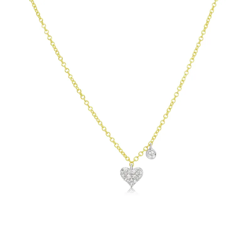 Dainty Pave Heart Necklace with Diamond Charm sold by Meira T