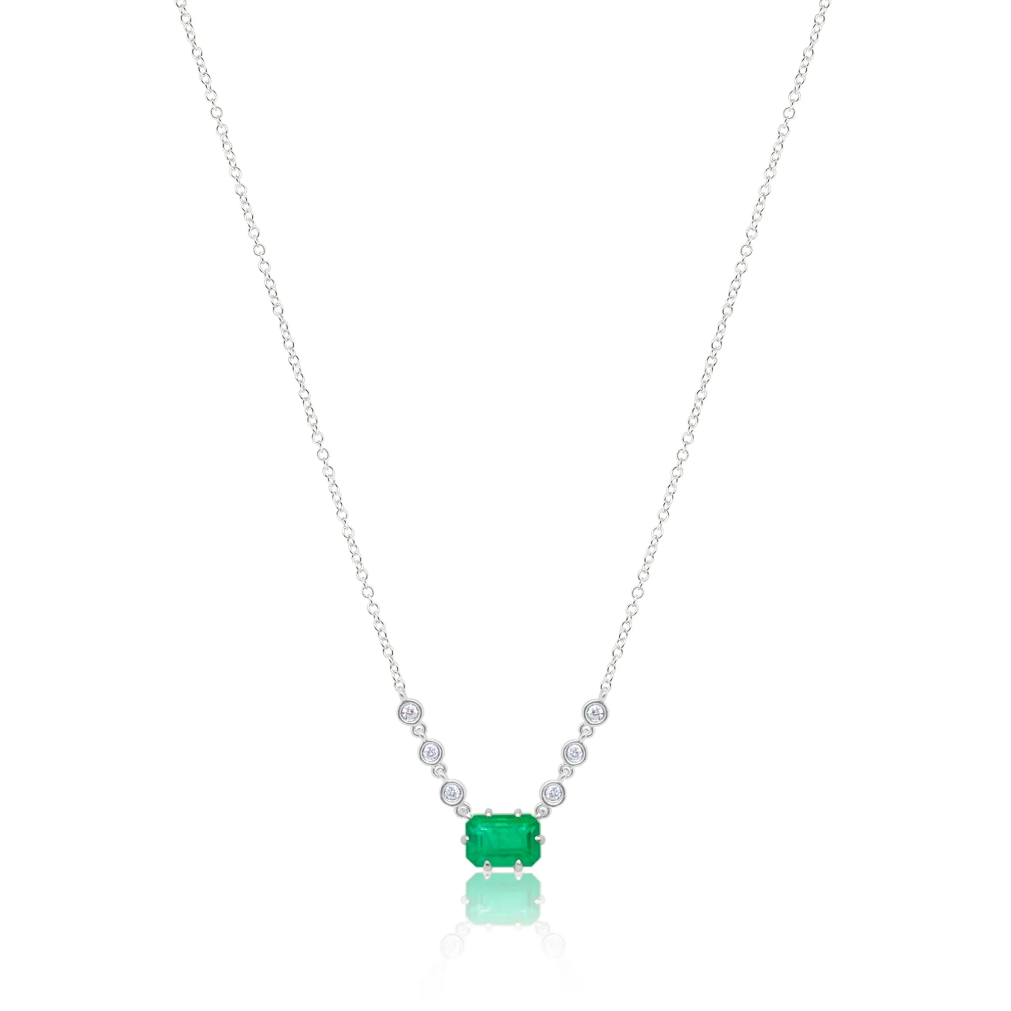 14kt White Gold Emerald Diamond Necklace sold by Meira T