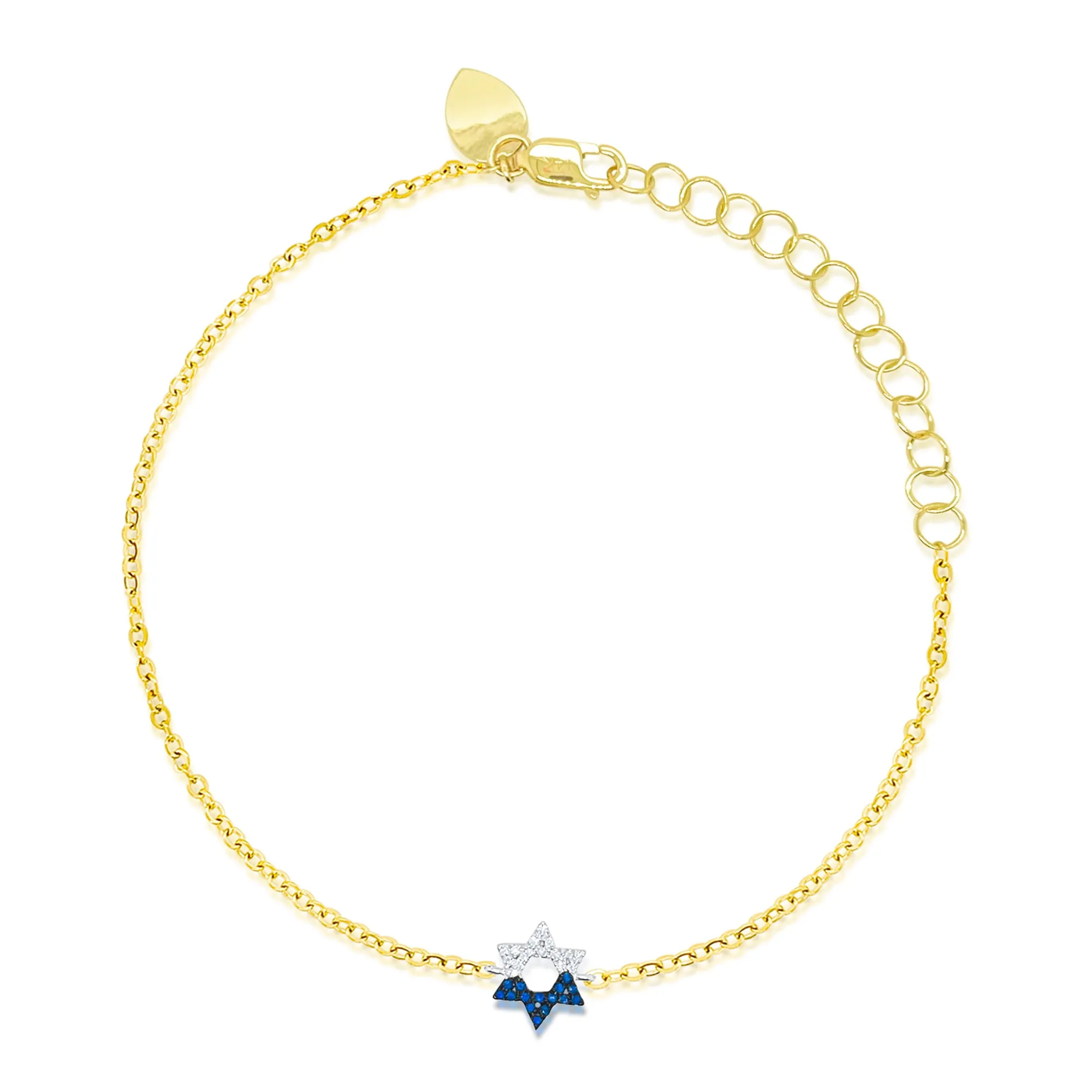 White Gold and Sapphire Star of David Bracelet sold by Meira T product image thumbnail 2