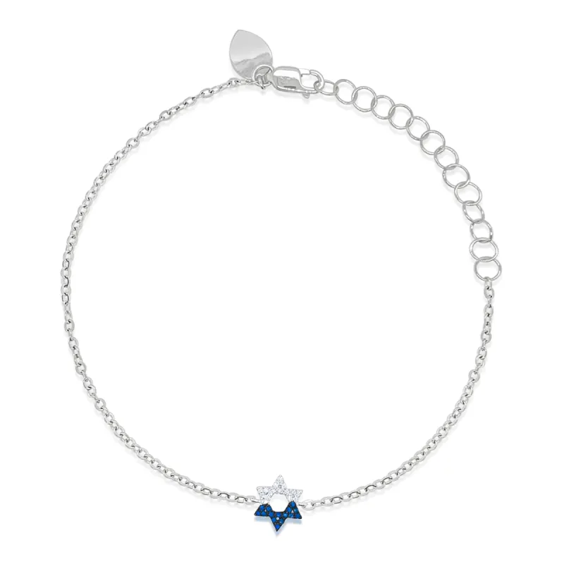 White Gold and Sapphire Star of David Bracelet sold by Meira T