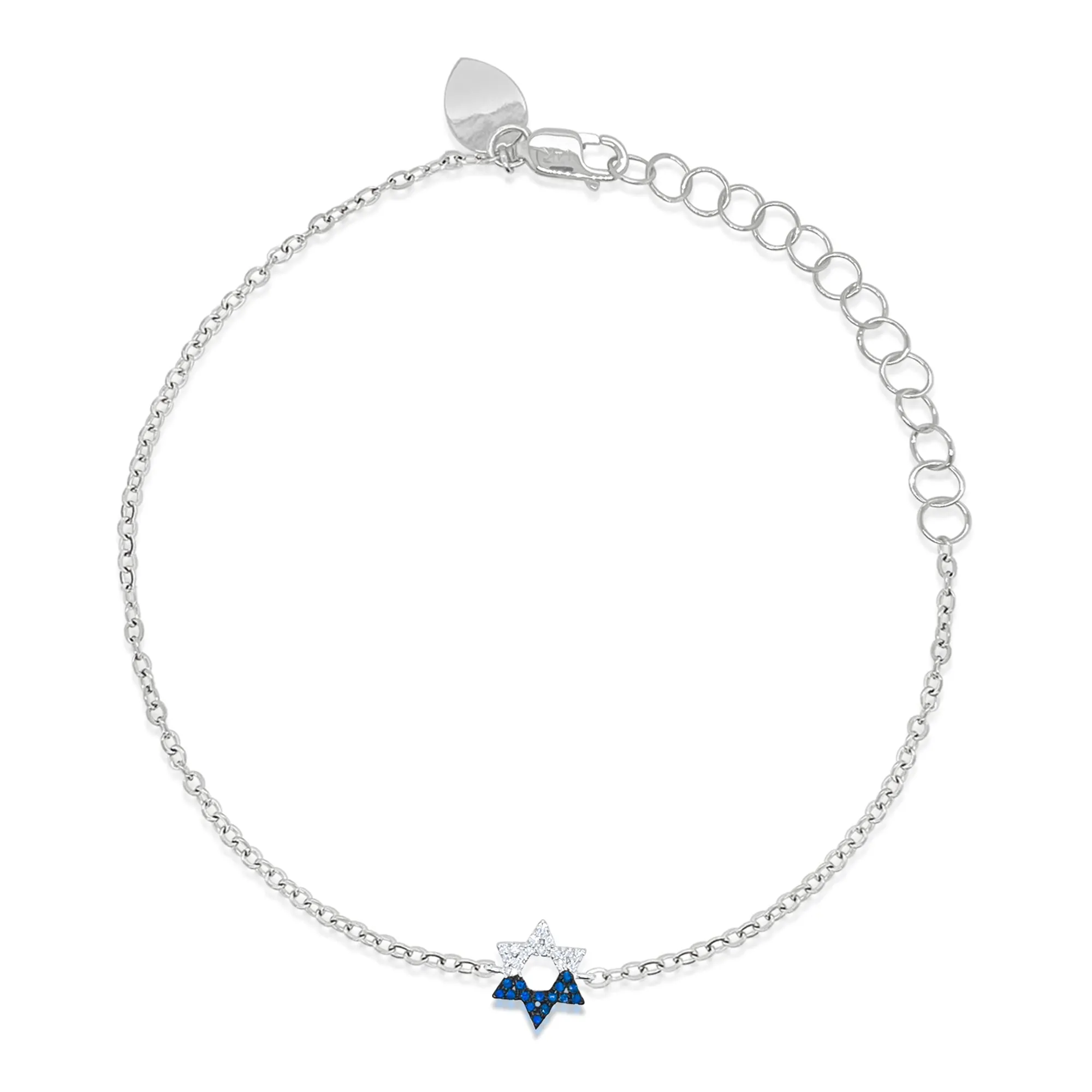 White Gold and Sapphire Star of David Bracelet sold by Meira T