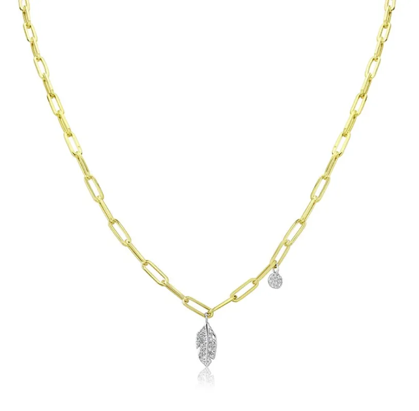 Yellow Gold Leaf Chunky Chain Necklace sold by Meira T