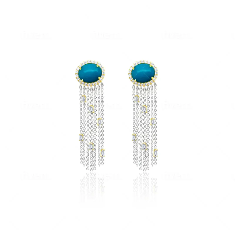 Turquoise and Diamond Fringe Earrings sold by Meira T